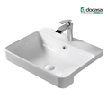 DOCASA K319SR 590mm Ceramic White Semi Recesses Basin Sinki Tandas Bilik Mandi Bathroom,Dining Area, And Outdoor Murah