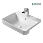 DOCASA K319SR 590mm Ceramic White Semi Recesses Basin Sinki Tandas Bilik Mandi Bathroom,Dining Area, And Outdoor Murah