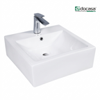 DOCASA 256 470mm Ceramic White Counter Top Basin Sinki Tandas Bilik Mandi For Bathroom,Dining Area, And Outdoor Murah