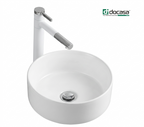 DOCASA 499YD 360mm Ceramic White Matte Counter Top Basin Sinki Tandas Bilik Mandi For Bathroom,Dining Area,Outdoor Murah
