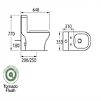 Docasa A040 P-trap 180mm S-Trap 200mm 250mm Bathroom One Piece Rimless Washdown WC Water Closet 1 Piece Jamban Duduk
