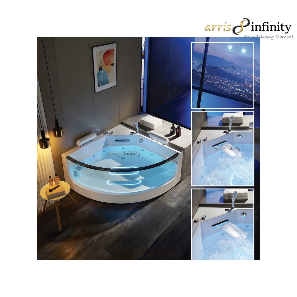 ARRIS INFINITY Carneiro 1400mm Triangular Massage Bathtub Luxury Jacuzzi | White