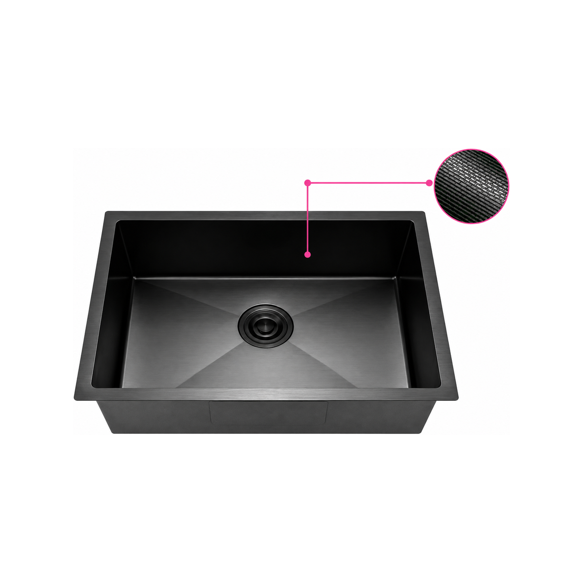 700MM Stainless Steel Undermount Topmount Single Bowl Nano Embossed Kitchen Sink | Black