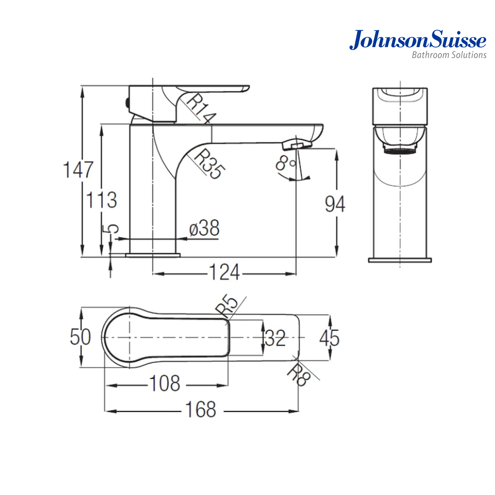 Johnson Suisse Trento Single Lever Basin Mixer with 1¼" Hand Push Pop-up Waste | WBFA301315CP | Chrome
