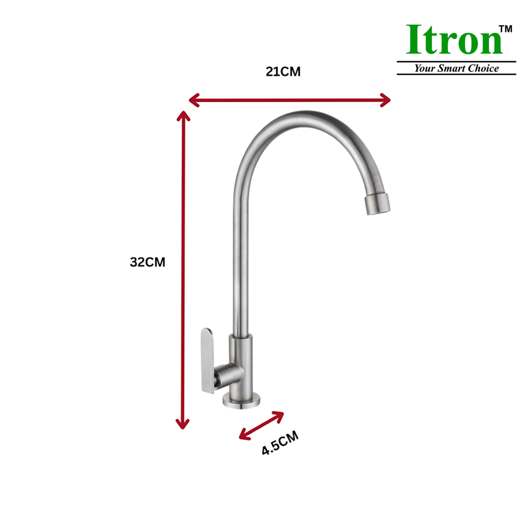 ITRON ITN-118L Kitchen Tap Stanless Steel | Silver