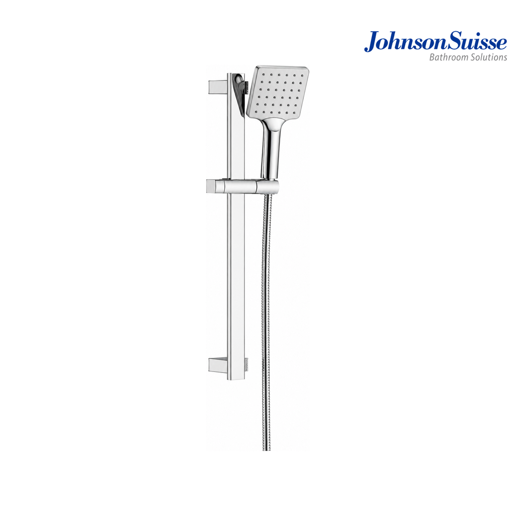 Johnson Suisse Flores-N WBFA301644CP Shower Kit with Hand Shower, 1.75m Hose & 600mm Sliding Bar | Chrome