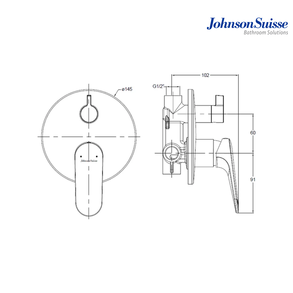 Johnson Suisse Resina WBFA301714CP Concealed Bath-Shower Mixer | Chrome