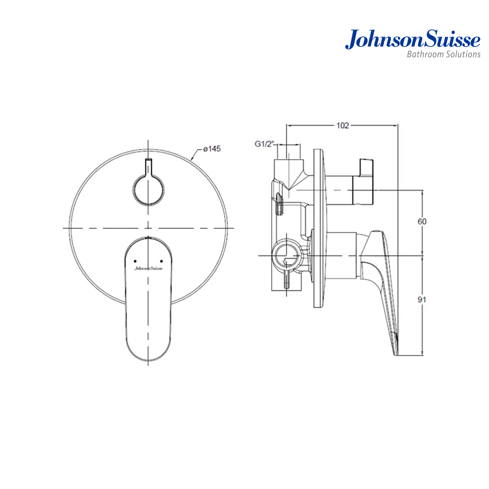 Johnson Suisse Resina WBFA301714CP Concealed Bath-Shower Mixer | Chrome