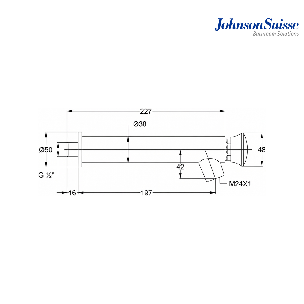 Johnson Suisse Wall-Mounted Self-Closing Tap | WBFA301621CP | Chrome