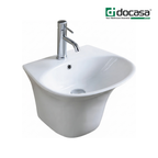 Docasa 5600C 480mm Ceramic Wall Hung Basin | White Modern Wash Sink for Bathroom & Toilet