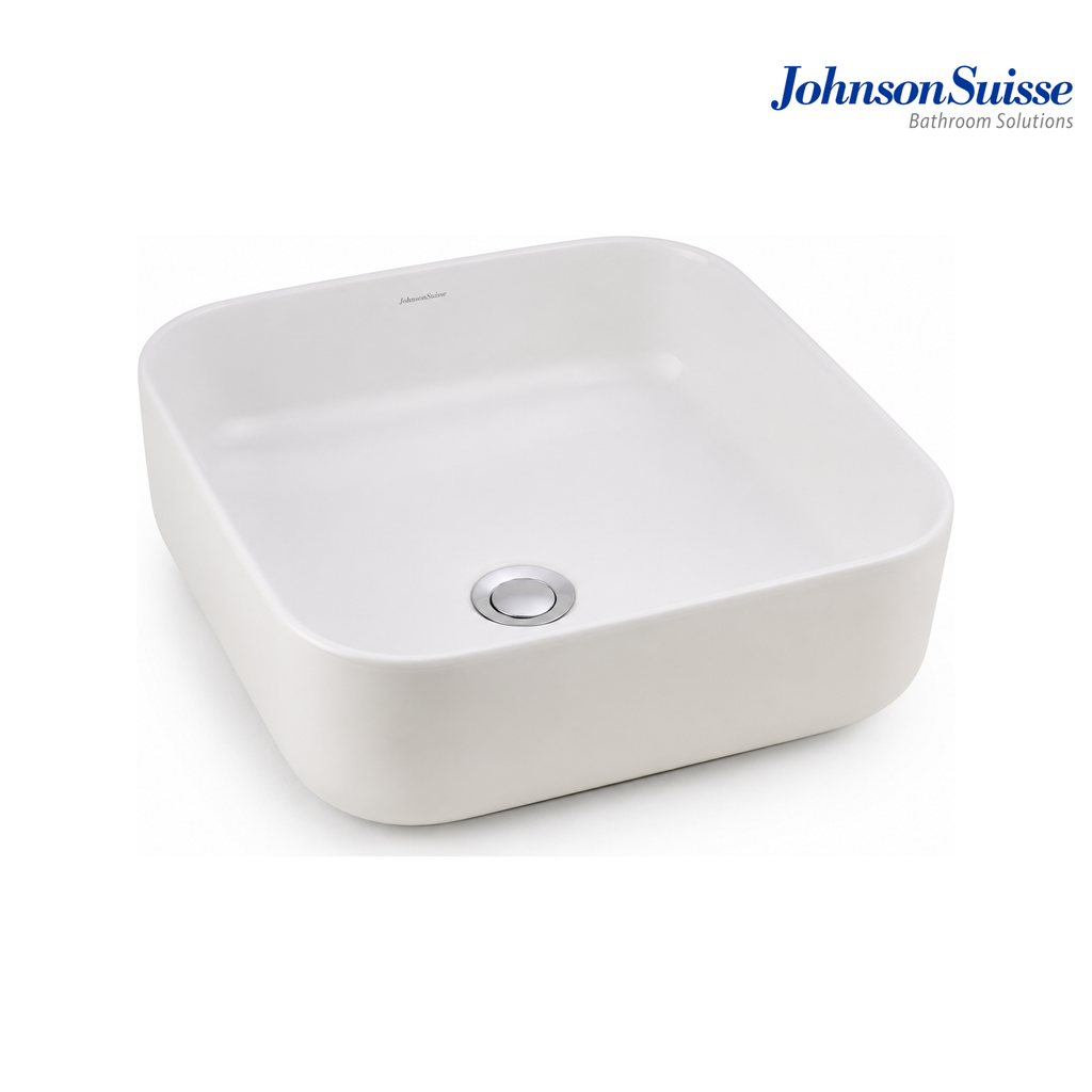 Johnson Suisse Valencia WBVC950142WW 400mm Slim Square Above Counter Basin | White