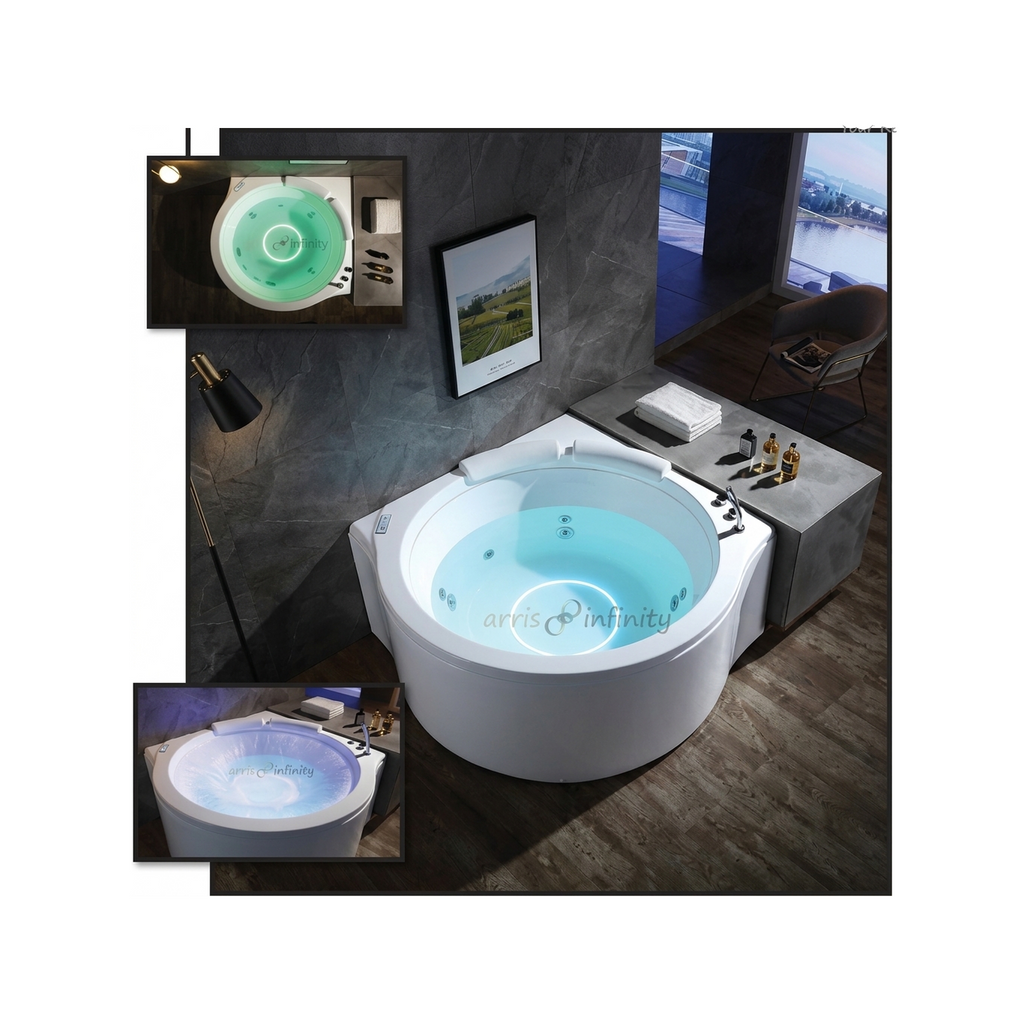 ARRIS INFINITY Garrido 1500mm Circular Massage Bathtub | White