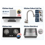 [Malaysia Day Special Kitchen Package] Range Hood + Glass Built-In Hob + Stainless Steel Embossed Honeycomb Kitchen Sink + Stainless Steel Pull-Out Tap