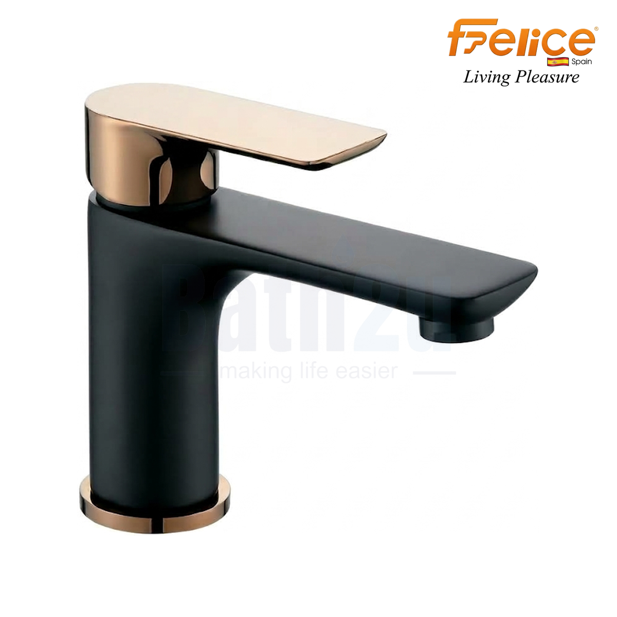Felice FLE-1101B Single-Lever Basin Mixer Tap | Matte Black and Rose Gold