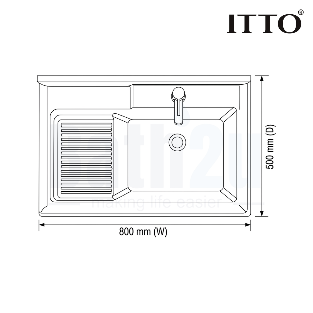 ITTO IT-6370-TA126 800mm Basin Cabinet Laundry Basin | Gray