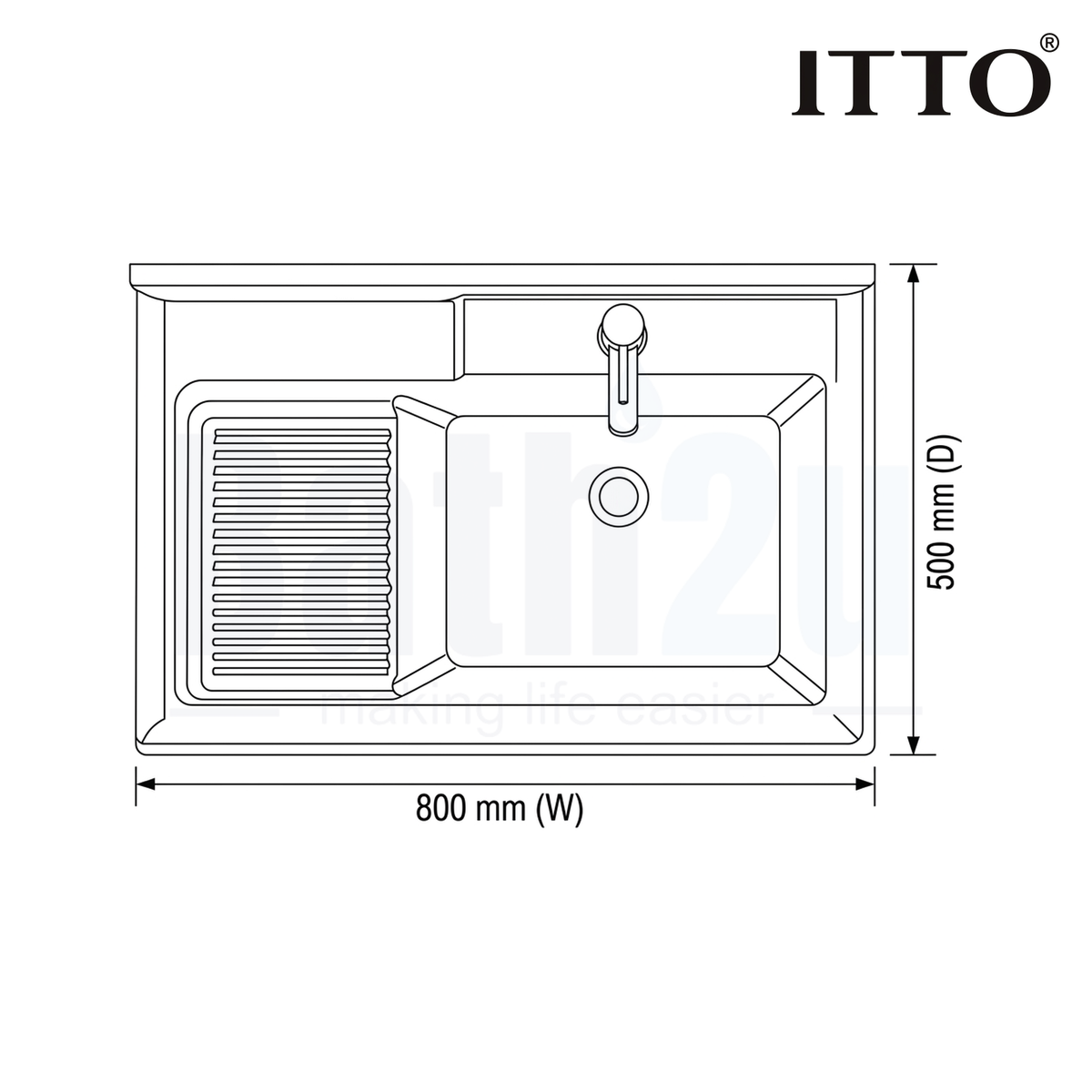 ITTO IT-6370-TA126 800mm Basin Cabinet Laundry Basin | Gray