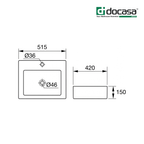 Docasa 283 515mm Ceramic Counter Top Basin | White Modern Wash Sink for Bathroom & Toilet