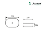 Docasa K550 500mm Ceramic Counter Top Basin | White Modern Wash Sink for Bathroom & Toilet