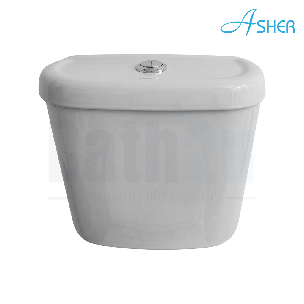 Asher T61P 420mm Ceramic Cistern Set for 2-Piece Close Couple Toilet Bowl with Single Flush Button