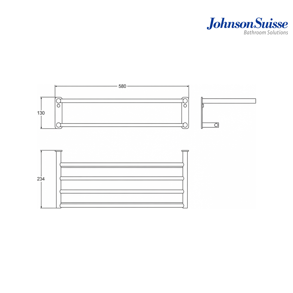 Johnson Suisse Cesena Series 580mm Double Towel Shelf | WBBA100375 | Silver Chrome