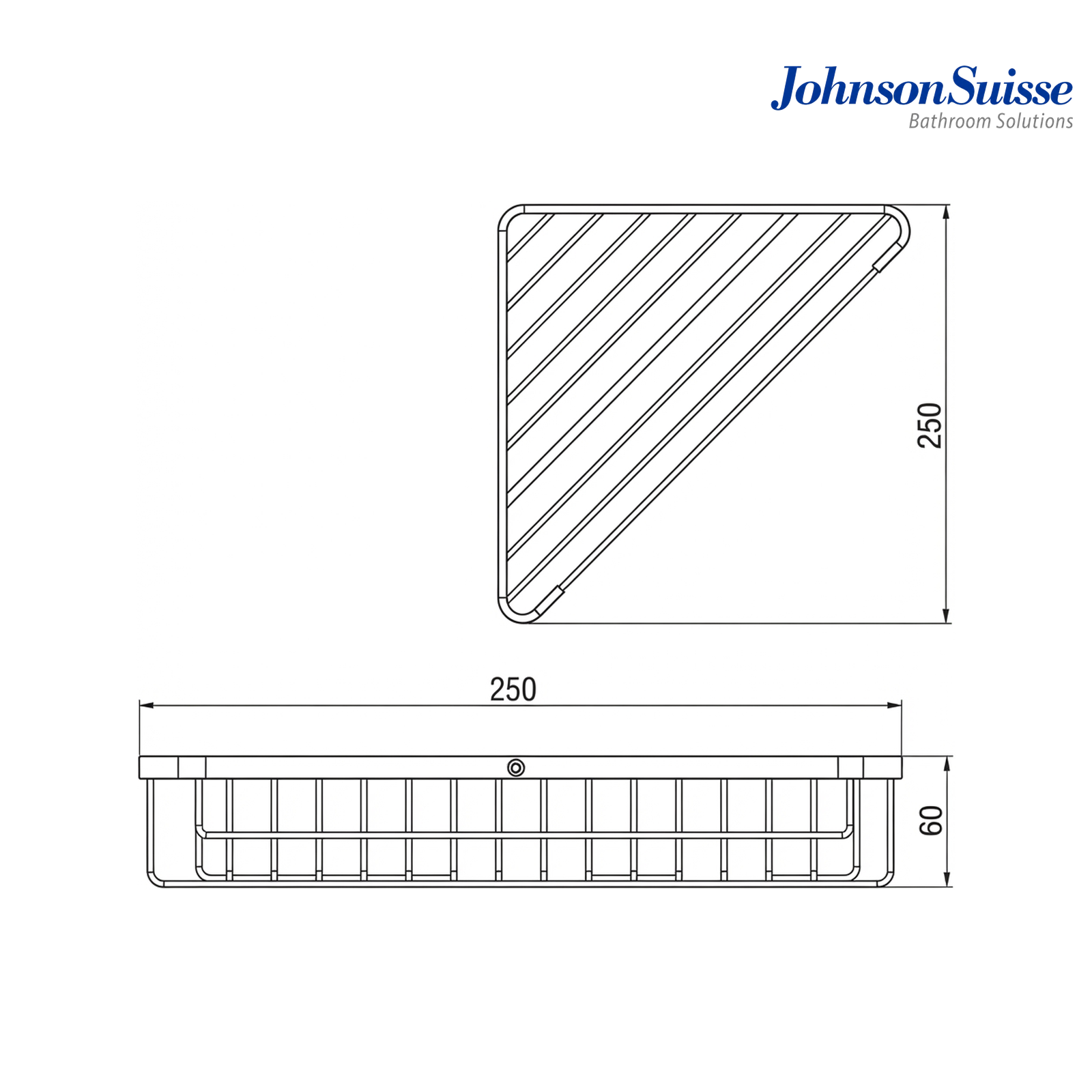 Johnson Suisse Commercial Series 250mm Corner Bathroom Shelf | WBBA100282CP | Polished Silver