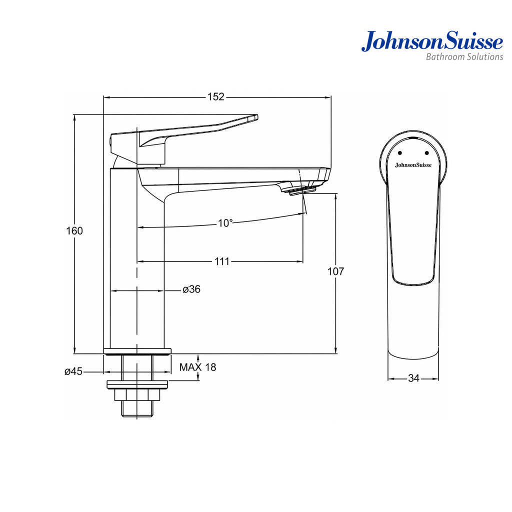 Johnson Suisse WBFA301689 Basin Pillar Tap | Chrome