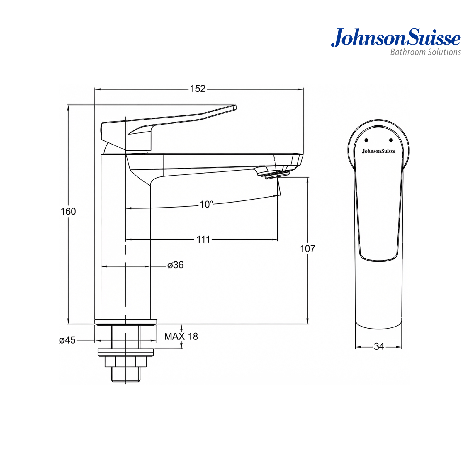 Johnson Suisse WBFA301689 Basin Pillar Tap | Chrome