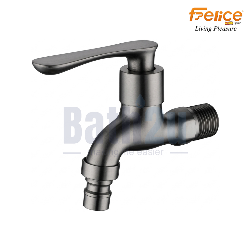 Felice FLE-7105HBTGM Wall-Mounted Single Lever Hose Bib Tap | Gun Metal Finish