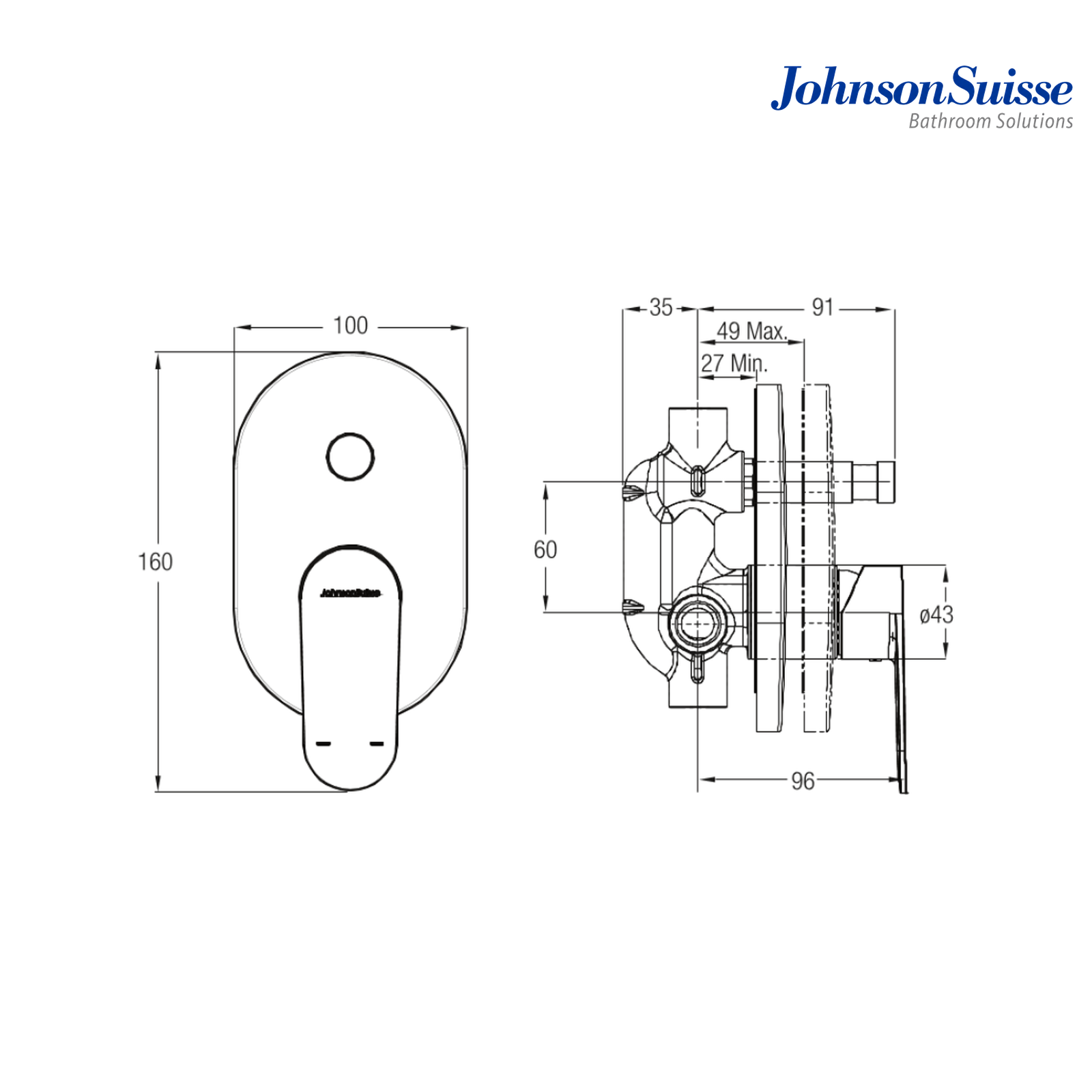 Johnson Suisse Ferla-N Concealed Shower Mixer | WBFA301313CP | Chrome