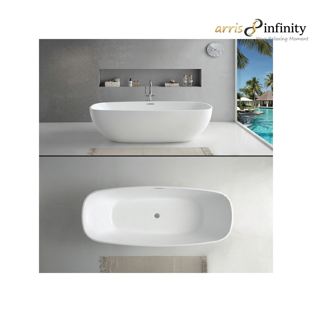 ARRIS INFINITY Europeia 1700mm Rectangular One Piece Luxury Bath Tub | White