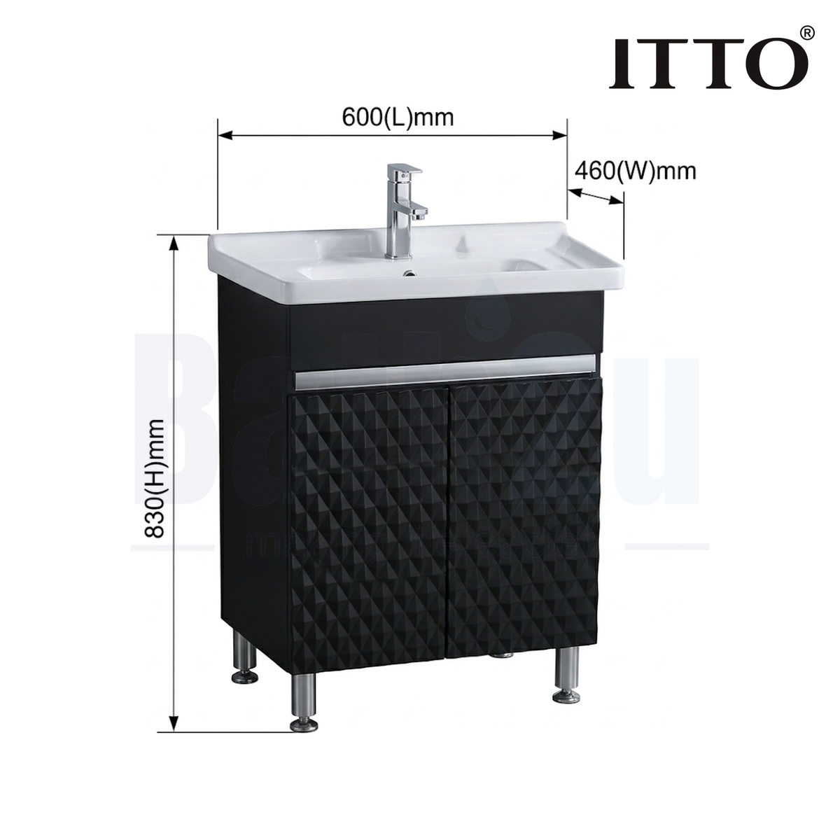 ITTO IT-8651MA-F014-SA 600mm Floor-Standing Basin Cabinet | Black SPC Material