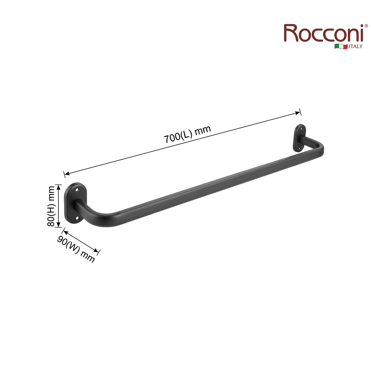 Rocconi RCN-470GM 700mm Towel Rail Bar | Gun Metal