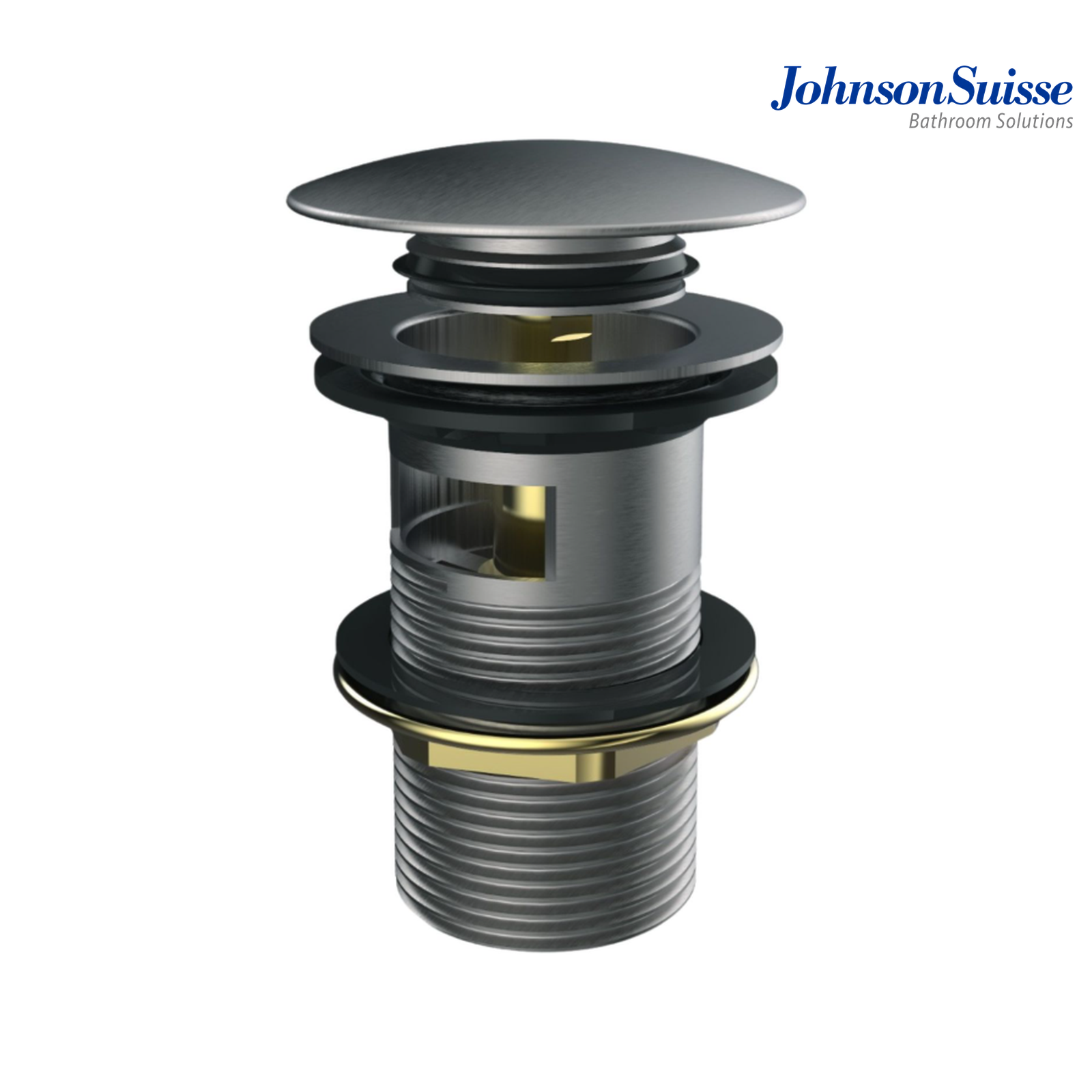 Johnson Suisse WBFT402070GM Brass Push Up Pop Up Waste With Overflow | Gunmetal
