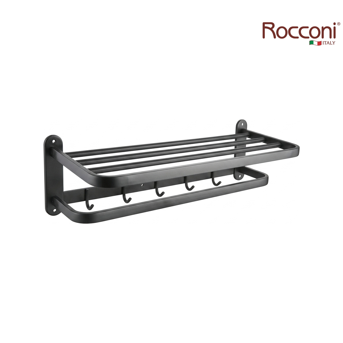 Rocconi RCN-4760GM 600mm Stainless Steel Foldable Towel Rail Bar | Gun Metal