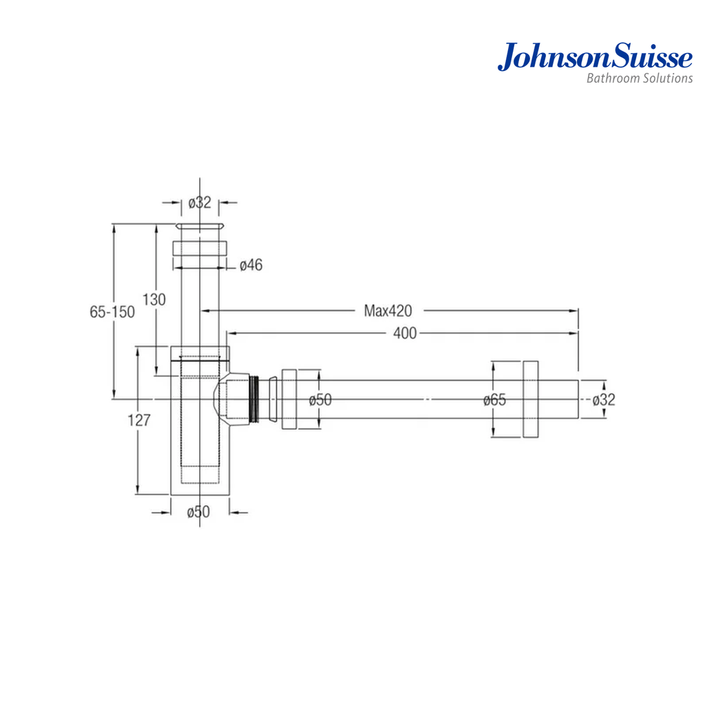 Johnson Suisse WBFT400993CP 420mm Zinc Bottle Trap | Chrome