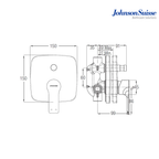 Johnson Suisse Trento WBFA301319CP 150 x 150 MM Concealed Bath Shower Mixer With Diverter | Chrome