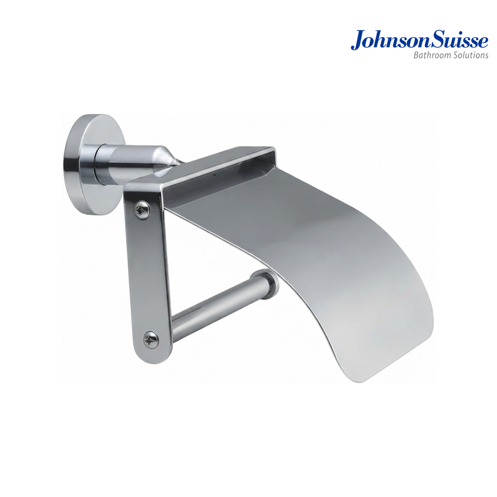 Johnson Suisse Commercial Series Toilet Roll Holder with Cover | WBBA100131CP | Polished Silver