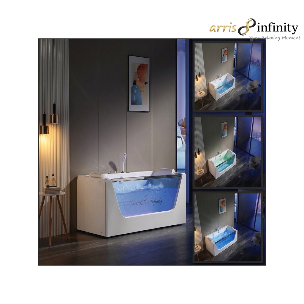 ARRIS INFINITY Cerveira 1700mm Rectangular Massage Bathtub Luxury Jacuzzi| White