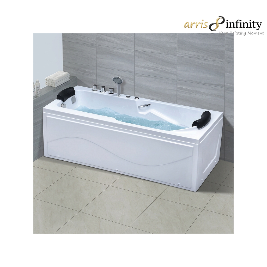ARRIS INFINITY Mindelo 1700mm Rectangular Massage Bathtub Luxury Jacuzzi | White