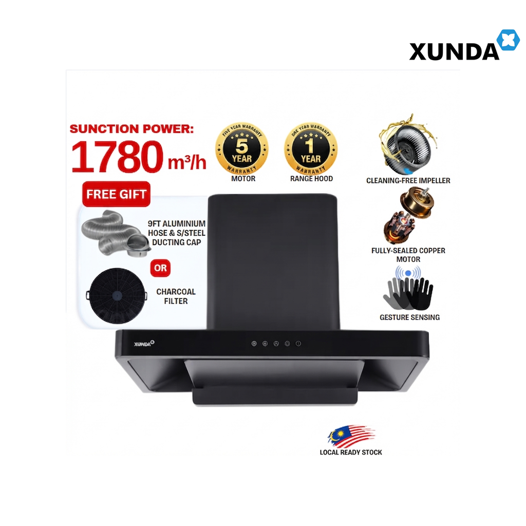 XUNDA CXW-238-WT2003 895mm Kitchen Cooker Hood and Hob | Full Black