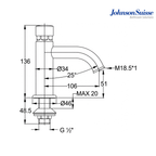 Johnson Suisse Deck-Mounted Self-Closing Basin Tap | WBFA301624C | Chrome