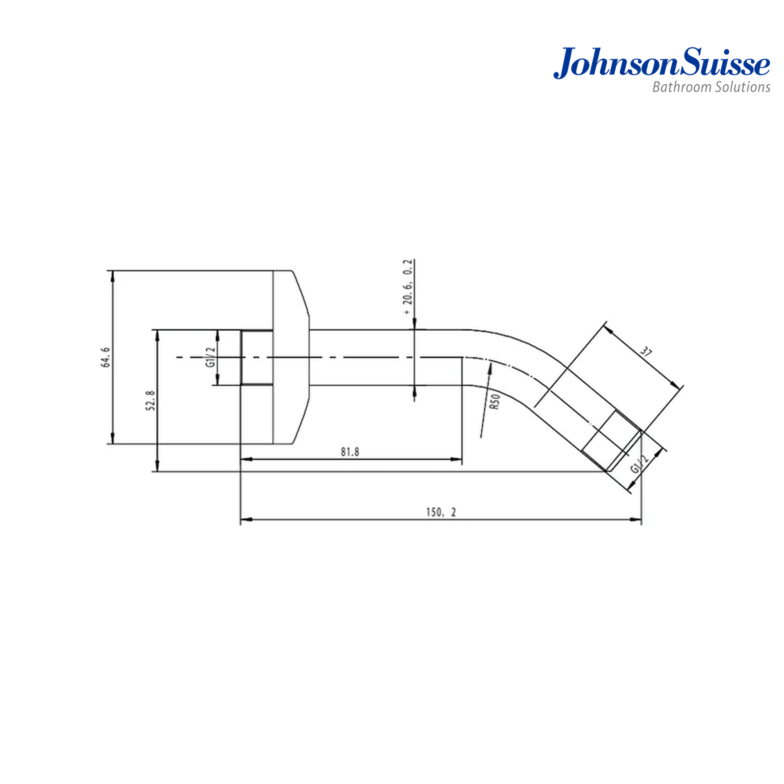 Johnson Suisse WBFA300474CP 150mm Brass Shower Arm and Flange | Chrome
