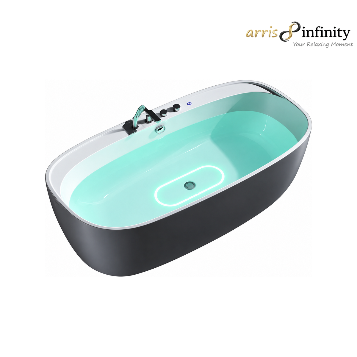 ARRIS INFINITY Neves 1690mm One Piece Rectangular Stand Alone Bath Tub | White