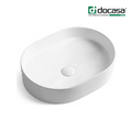 Docasa K550 500mm Ceramic Counter Top Basin | White Modern Wash Sink for Bathroom & Toilet