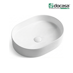 Docasa K550 500mm Ceramic Counter Top Basin | White Modern Wash Sink for Bathroom & Toilet