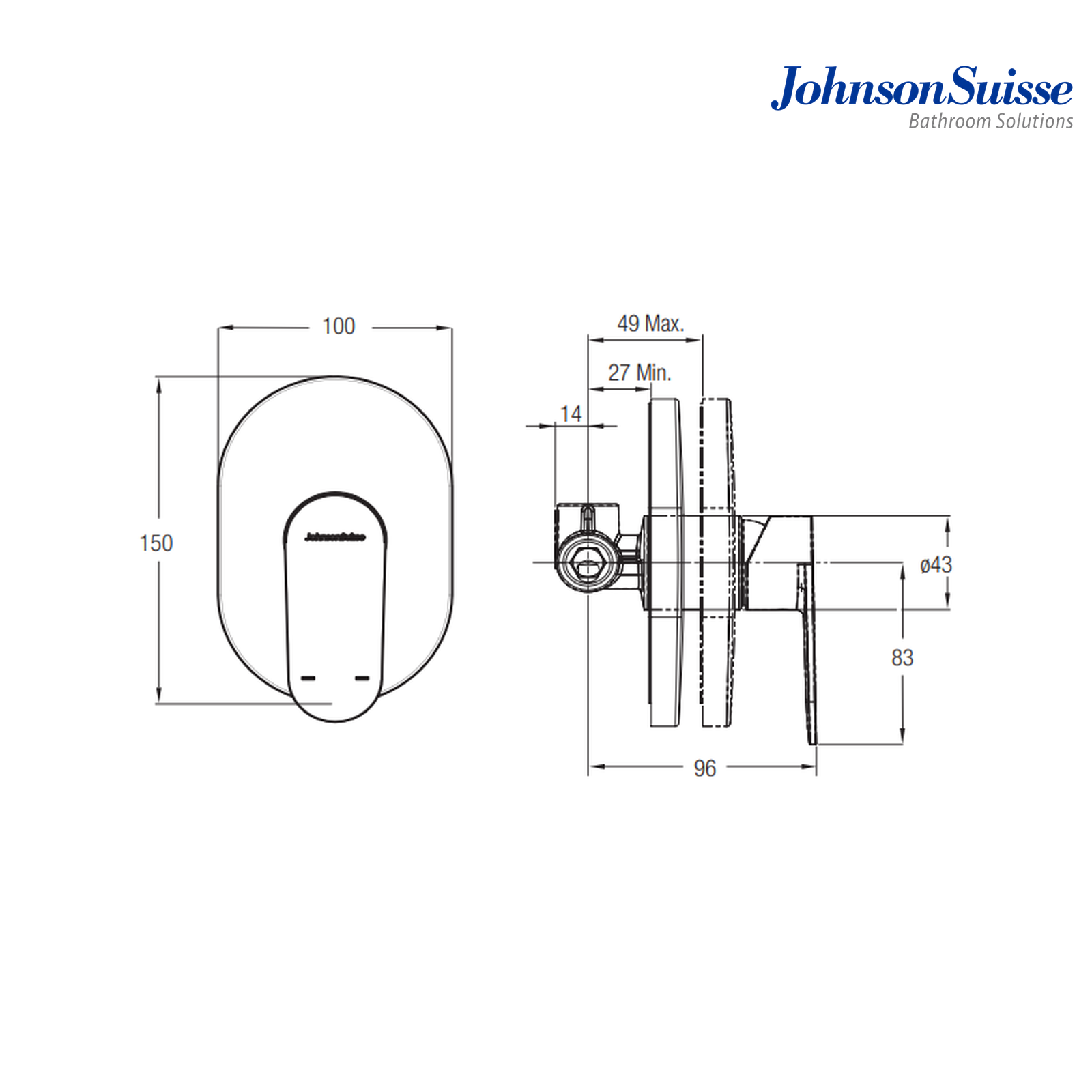 Johnson Suisse Ferla-N Concealed Bath Shower Mixer With Diverter WBFA301314CP | Chrome