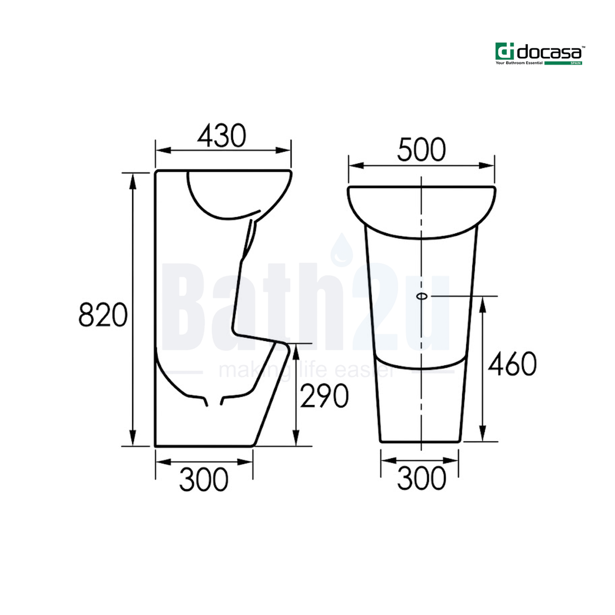 Docasa B666 500mm Floor-Mounted Wudu Basin | Premium High-Gloss Ceramic Glossy White