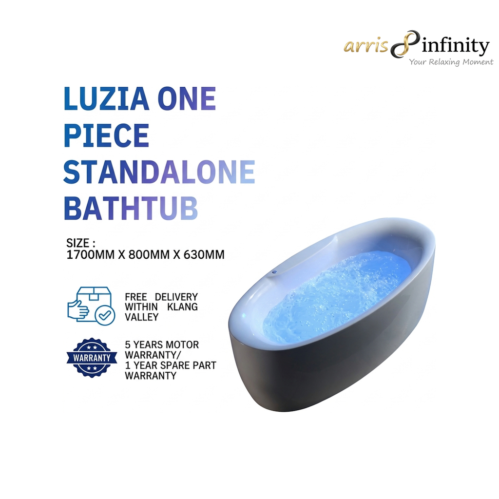 ARRIS INFINITY LUZIA 1700mm Standalone Bath Tub | White