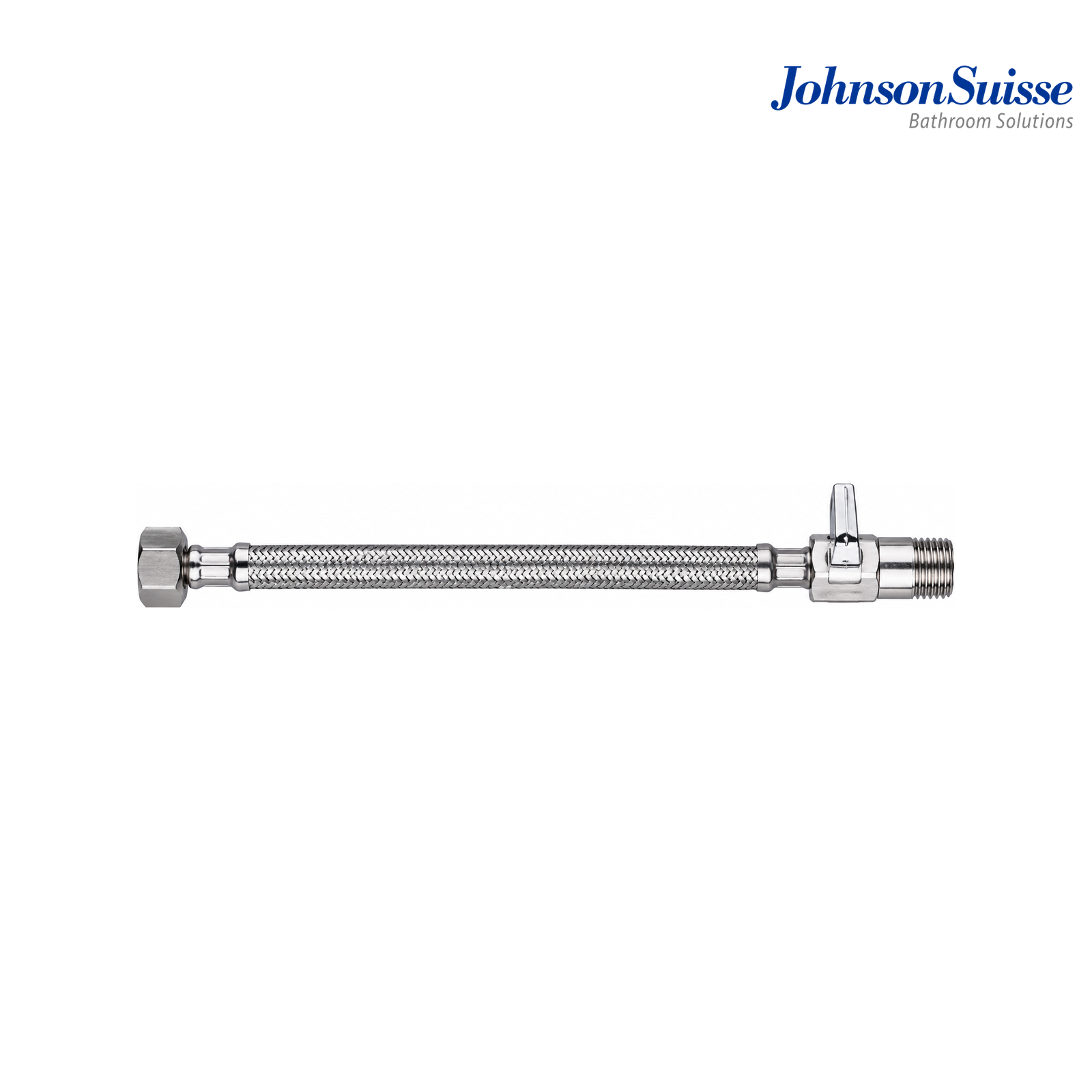 Johnson Suisse WBFA301613CP 400mm Stainless Steel Reinforced Flexible Hose with Angle Valve