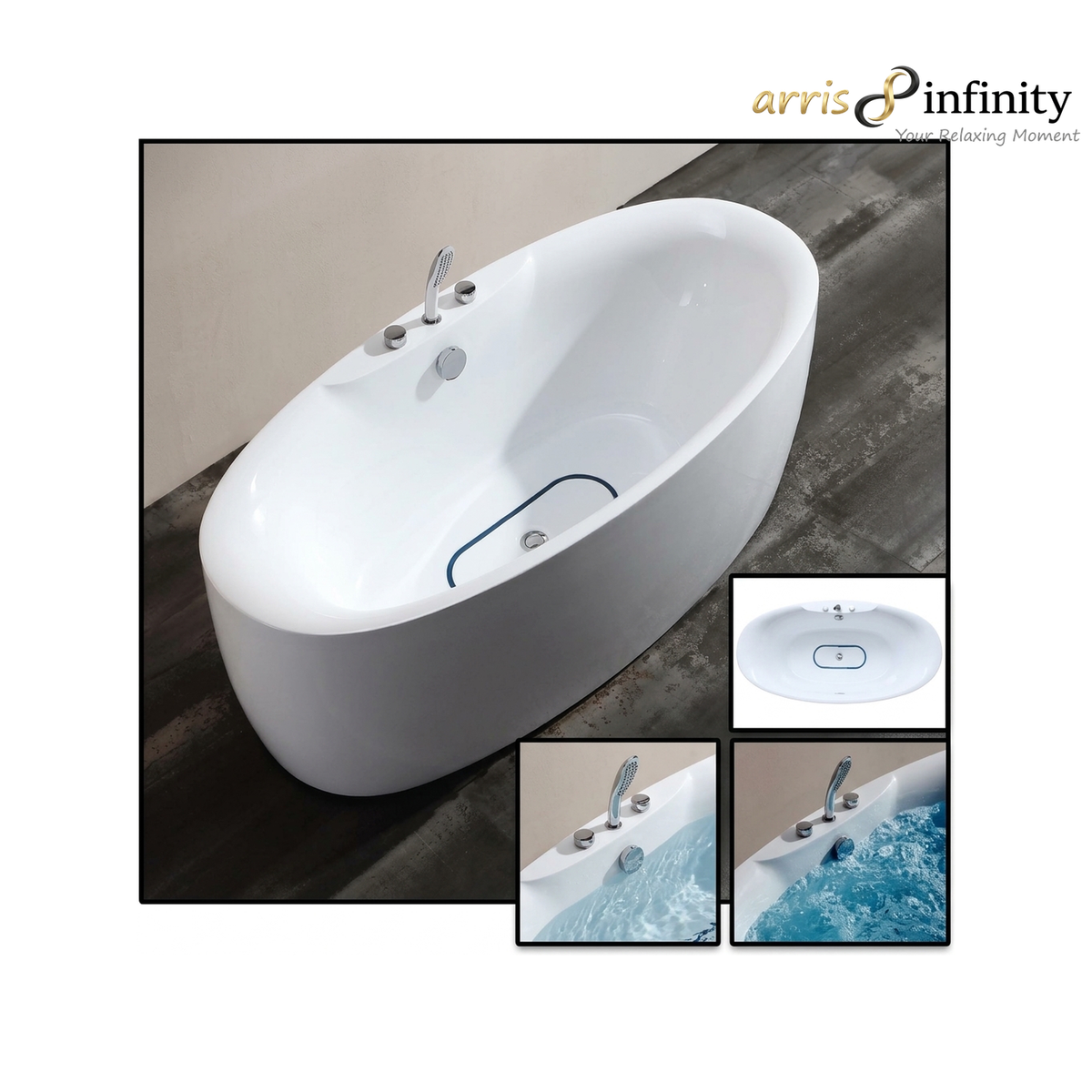 ARRIS INFINITY LUZIA 1700mm Rectangular Stand Alone Bath Tub | White